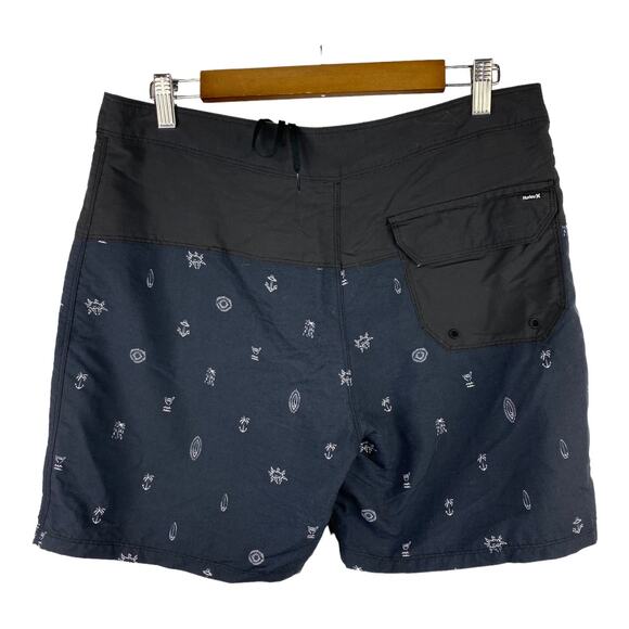Hurley Phantom Mens Board Swim Trunks Shorts Blue Black Size 32 Nylon - Picture 3 of 9